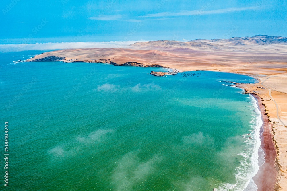 landscape Ocean in Paracas Desert, Peru
