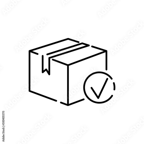 Logistics and Shipping box line icons. Delivery cargo. Was delivered or done and chek