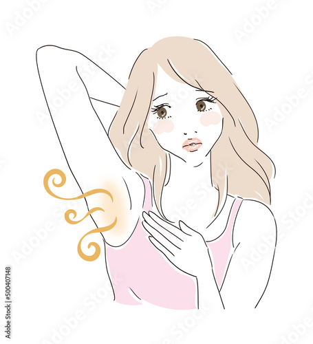 脇の下の匂いが気になり悩む女性