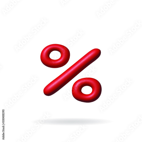 percentage icon red color 3d