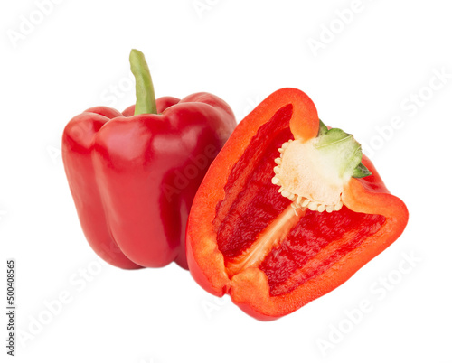 ripe red peppers on a white background