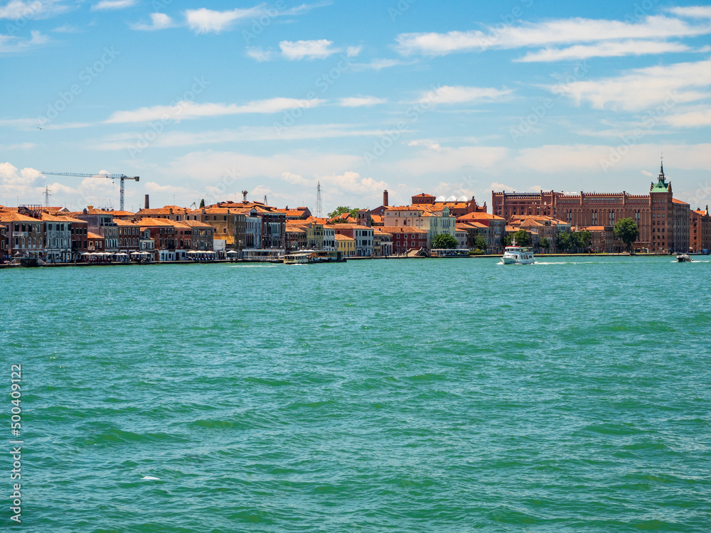 Obraz premium The grand canal in venice with skip, ferry in italian