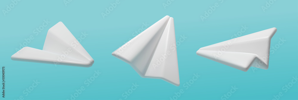 A set of 3d paper planes for social media A set of 3d paper planes for social media