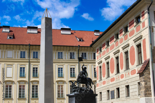 The fountain statue of St George, killing the dragon. Czech Republic.
