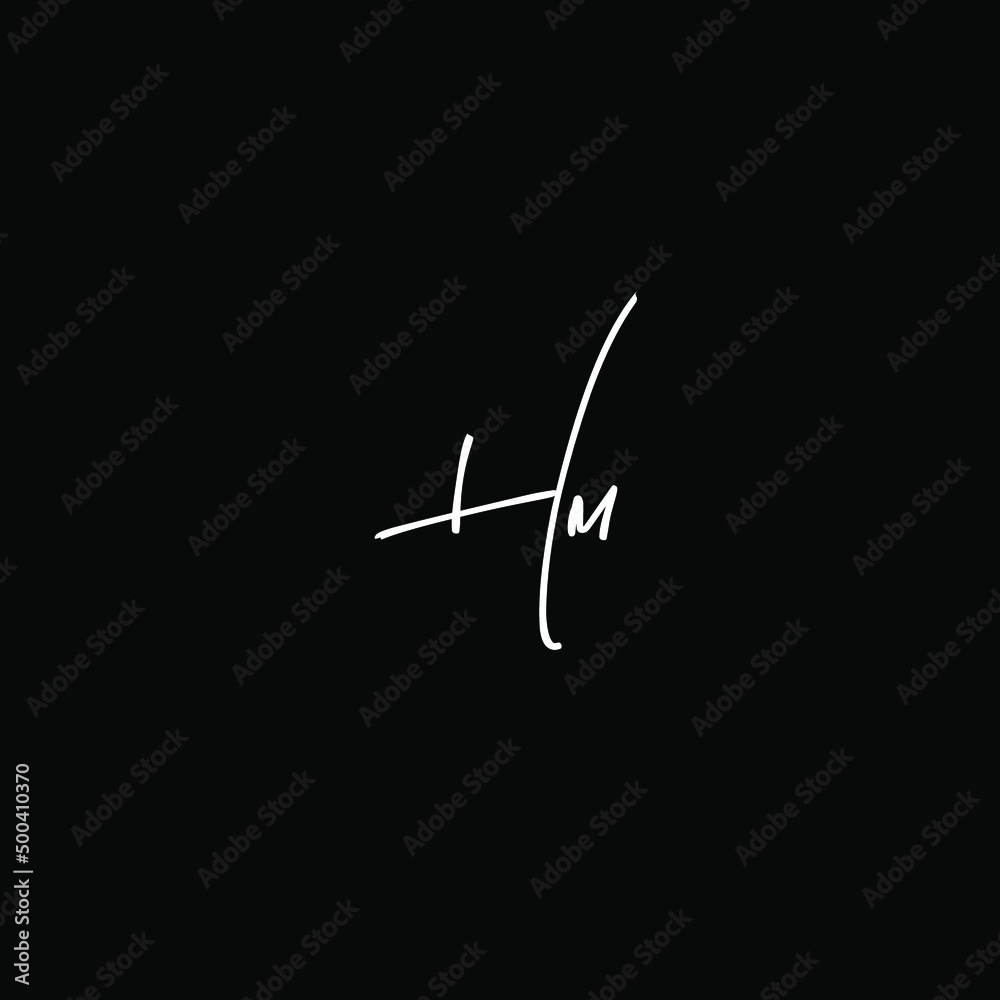 Initial Letter Hm Logo - Handwritten Signature Logo