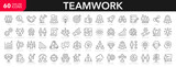 Teamwork line icons set. Businessman outline icons collection. Work group and human resources. Business teamwork, human resources, meeting, partnership, meeting, work group, success - stock vector.