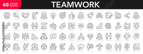 Fotografia Teamwork line icons set