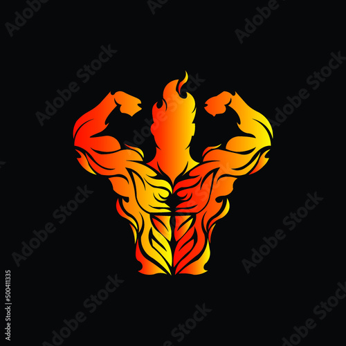 fire silhouette biceps flex logo