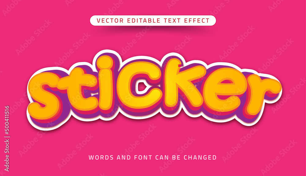 Sticker 3d comic and cartoon style editable text effect