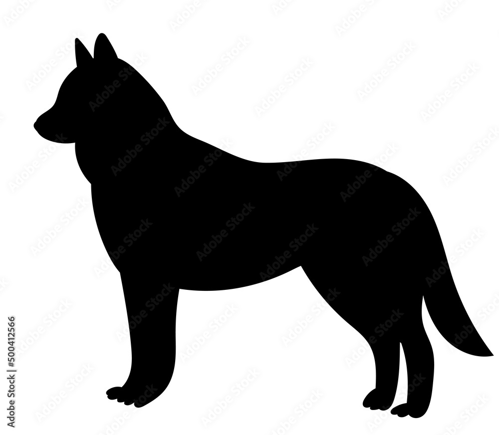 wolf silhouette, on white background, isolated, vector