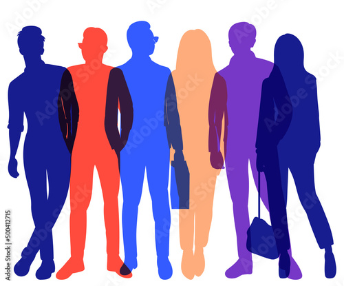 people stand multi-colored silhouette  on a white background  isolated  vector