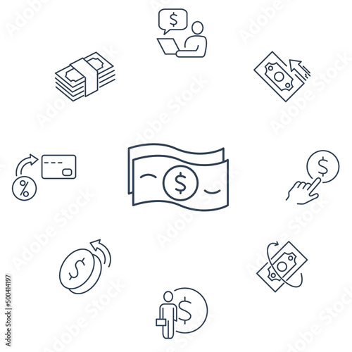 money icons set .money pack symbol vector elements for infographic web