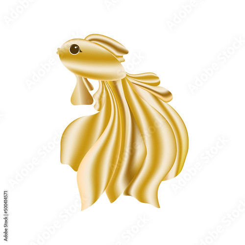 goldfish on a white background.
 magic goldfish with a long tail.