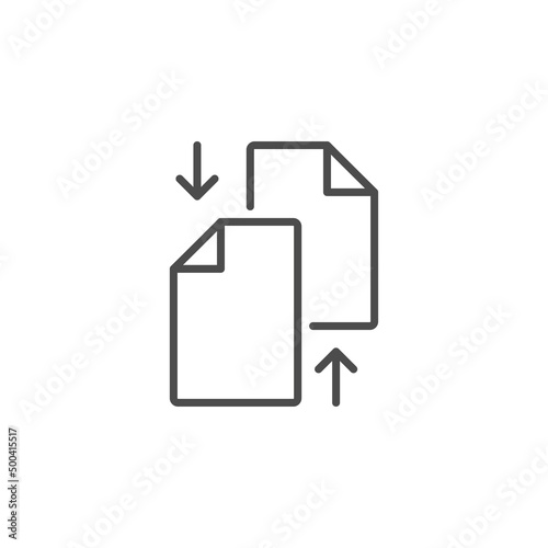 Transfer files line icon, outline vector sign, linear style pictogram isolated on white. Data exchange symbol, logo illustration. Editable stroke