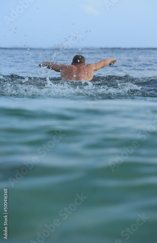 person in the sea, swimmer, ocean, sport, holiday 