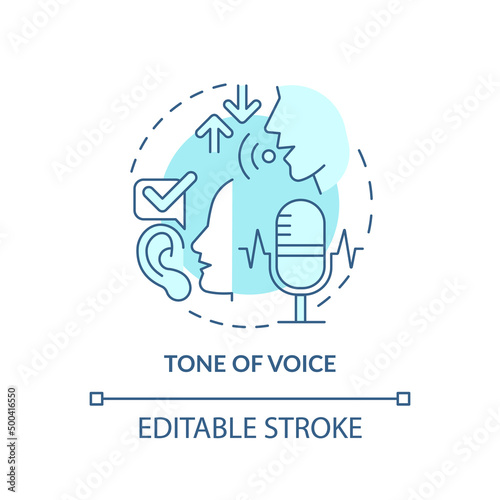 Tone of voice turquoise concept icon. Non-verbal communication abstract idea thin line illustration. Conveying messages. Isolated outline drawing. Editable stroke. Arial, Myriad Pro-Bold fonts used