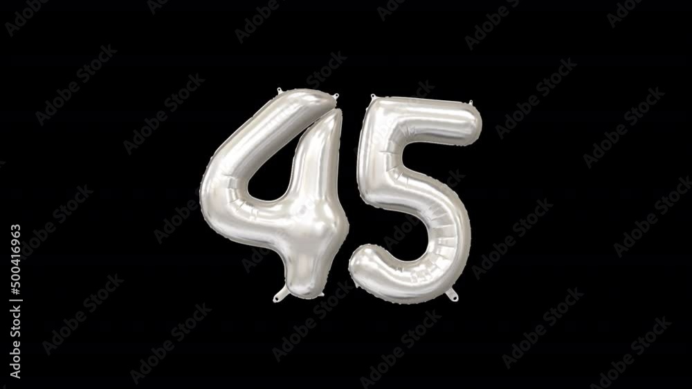 Anniversary Celebration Helium Balloon with Number 45. Loop Animation with Alpha Channel Prores 4444. Anniversary Celebration Helium Balloon with Number 45. Loop Animation with Alpha Channel Prores 4444.