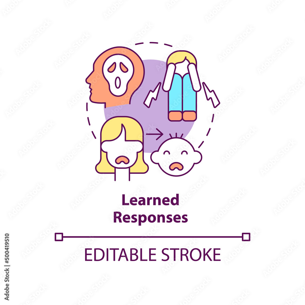 Learned responses concept icon. Childhood environment. Phobia cause abstract idea thin line illustration. Isolated outline drawing. Editable stroke. Arial, Myriad Pro-Bold fonts used