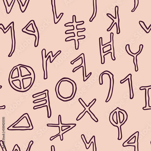 Ancient Phoenician Alphabet Seamless Ornament