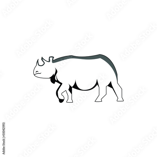 Illustrasion Simple Rhino With Two Color