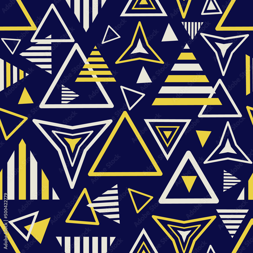 Triangular geometric shapes seamless vector abstract repeat pattern. Banner, card, wallpaper background print Triangular geometric shapes seamless vector abstract repeat pattern. Banner, card, wallpaper background print