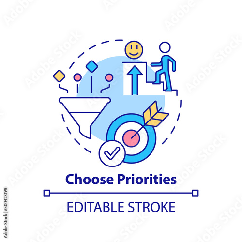 Choose priorities concept icon. Life and virtual world. Coping with gaming addiction abstract idea thin line illustration. Isolated outline drawing. Editable stroke. Arial, Myriad Pro-Bold fonts used