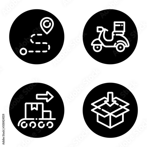 Delivery_glyph Flat Icon Set Isolated On White Background