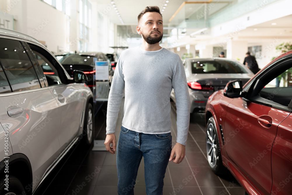 buyer in a car dealership chooses a new car buyer in a car dealership chooses a new car
