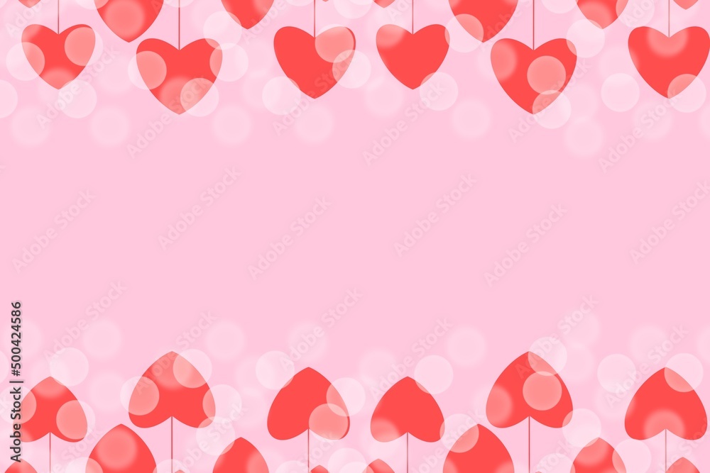heart shaped illustration, card and bokeh on background