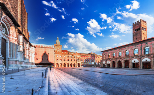 Bologna, Italy - Piazza Maggiore morning sunrise, Emilia-Romagna