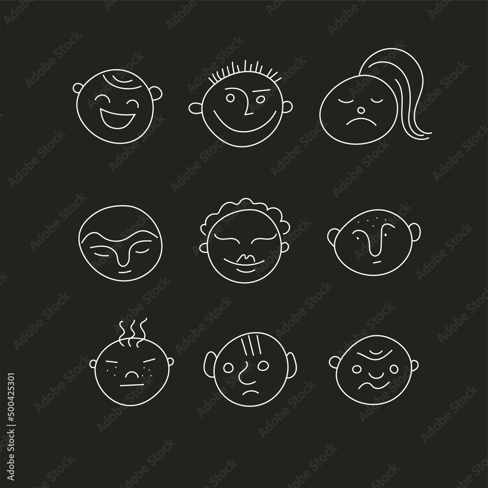 Set of cute funny faces Set of cute funny faces