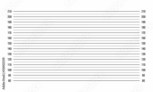 Vector illustration police mugshot isolated on white background. Police lineup background with centimeter scale. Police mugshot board template.