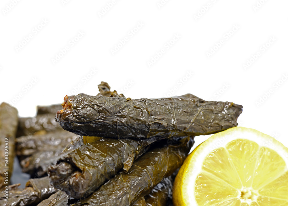 stuffed grape leaves with olive oil with lemon