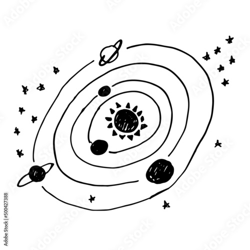 Vector hand drawn illustration of space galaxy