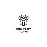 Key shaped animal paw logo icon design template. luxury, premium vector