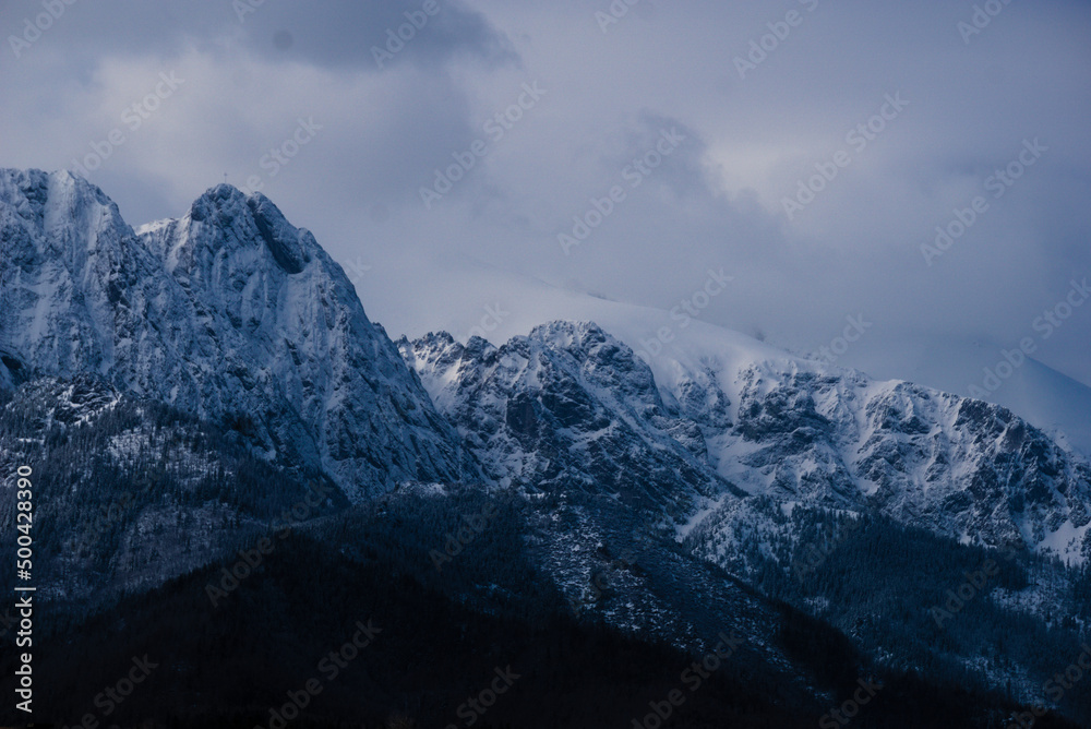 Obraz na płótnie Tatry, widok na krajobraz gór w tatrzańskim parku narodowym.. w salonie