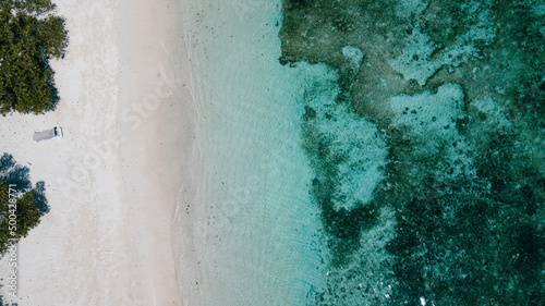 aerial view of maldives beach with the drone