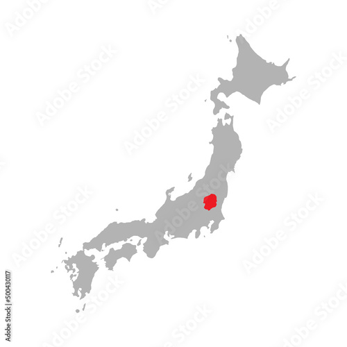 Tochigi prefecture highlighted on the map of Japan