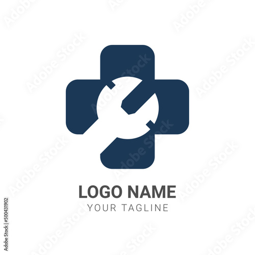 Clinic Service Car, Creative Health Care Concept Logo Design Template. Heart with check icon in a flat design.