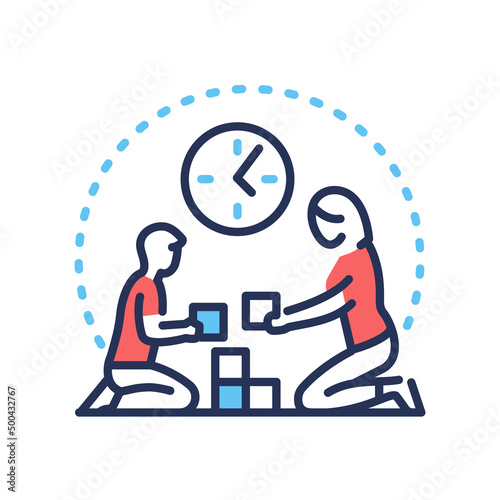 Babysitting and childhood - vector line design single isolated icon