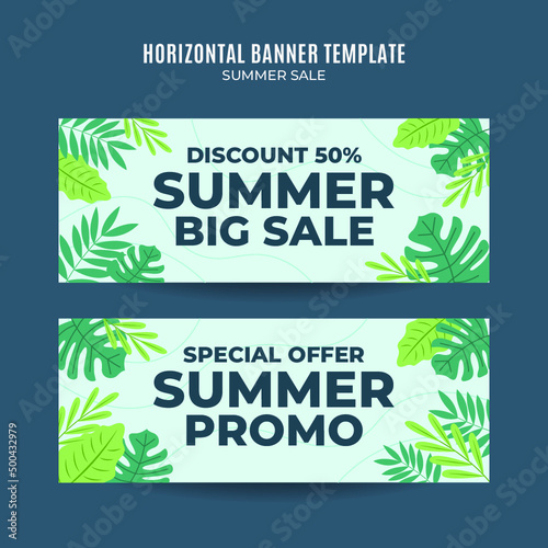 Happy Summer Sale Web Banner for Social Media Horizontal Poster, banner, space area and background