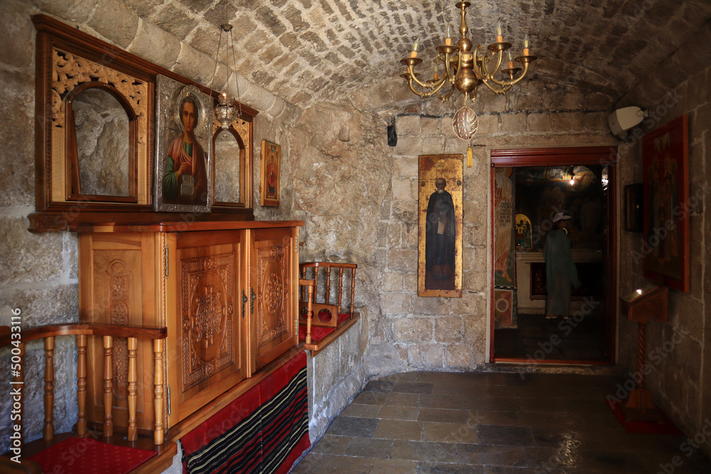Interior of Orthodox Monastery of the Nativity of the Blessed Virgin Mary in Cetinje, Montenegro	