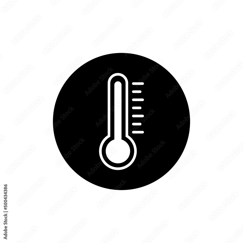 Thermometer icon in black round Thermometer icon in black round