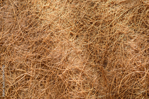 Konstfotografi fibrous brown texture, background, mulch, substrate, coconut mat for growing mic