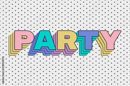 90's party text effect with shadow print 