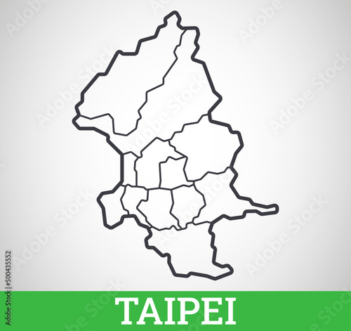 Simple outline map of Taipei. Vector graphic illustration.