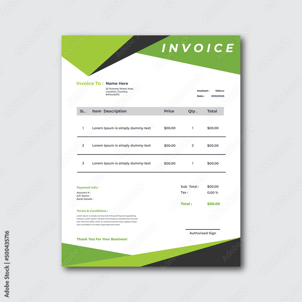 Professional and Creative Business Invoice design template.