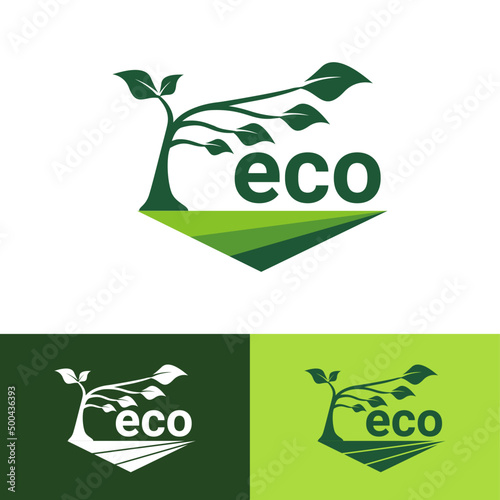 Eco Leaf Label. Logos of green leaf ecology nature icon vector