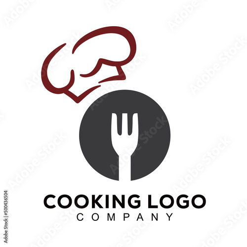 logo of chef hat icon with plates and forks (ID: 500436504)