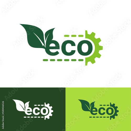 Setting Eco Leaf Label. Logos of green leaf ecology nature icon vector